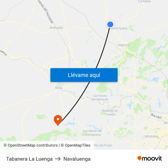 Tabanera La Luenga to Navaluenga map