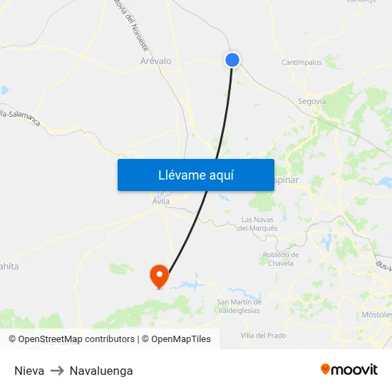 Nieva to Navaluenga map