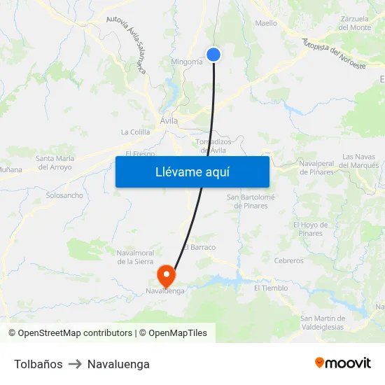 Tolbaños to Navaluenga map
