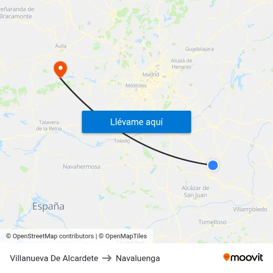Villanueva De Alcardete to Navaluenga map