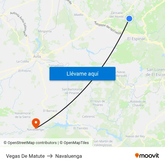 Vegas De Matute to Navaluenga map