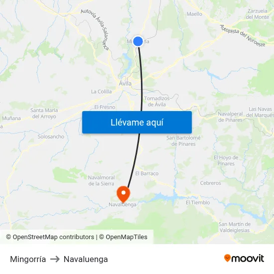Mingorría to Navaluenga map
