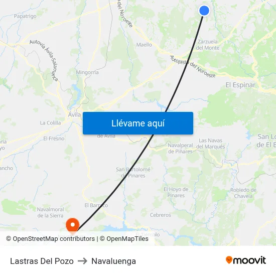 Lastras Del Pozo to Navaluenga map