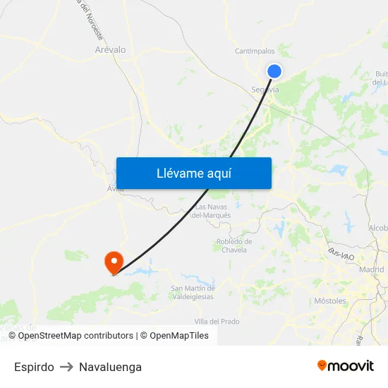 Espirdo to Navaluenga map