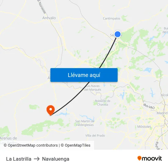 La Lastrilla to Navaluenga map