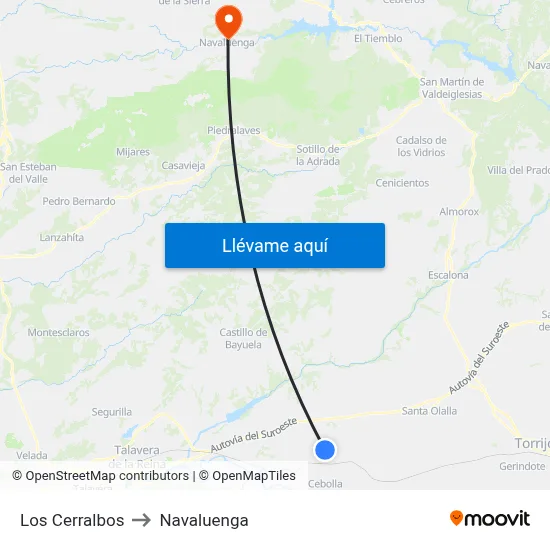 Los Cerralbos to Navaluenga map