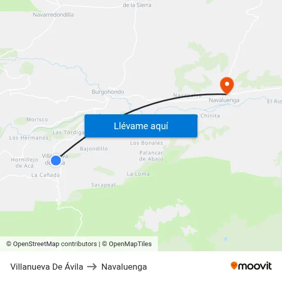 Villanueva De Ávila to Navaluenga map