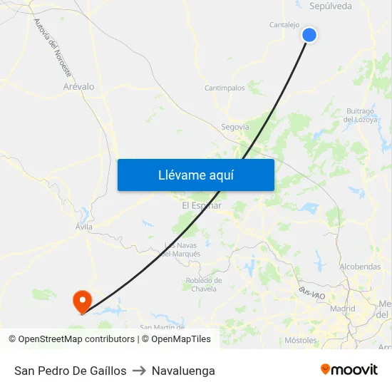 San Pedro De Gaíllos to Navaluenga map