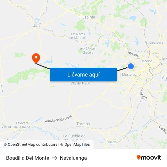Boadilla Del Monte to Navaluenga map