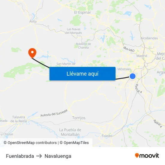 Fuenlabrada to Navaluenga map