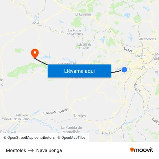 Móstoles to Navaluenga map