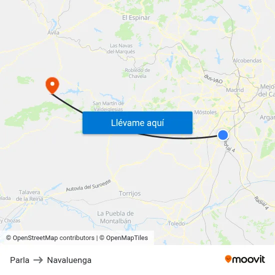 Parla to Navaluenga map