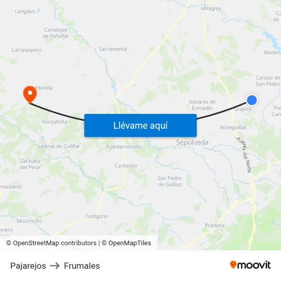 Pajarejos to Frumales map
