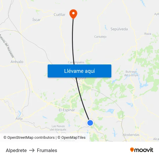 Alpedrete to Frumales map