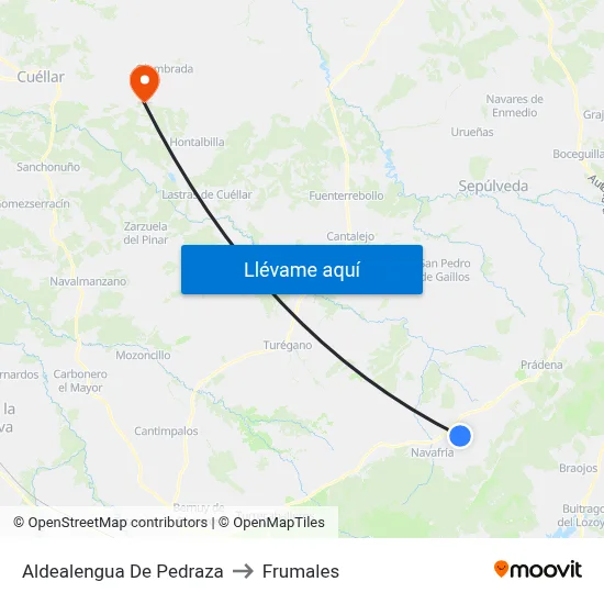 Aldealengua De Pedraza to Frumales map