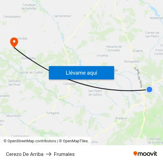Cerezo De Arriba to Frumales map