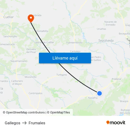 Gallegos to Frumales map