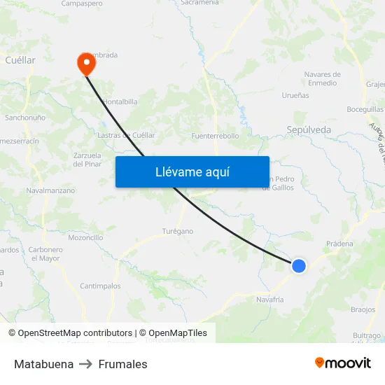 Matabuena to Frumales map