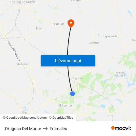 Ortigosa Del Monte to Frumales map