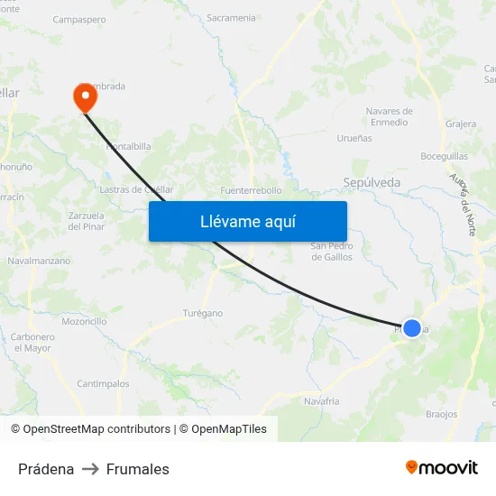 Prádena to Frumales map