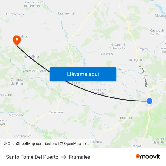 Santo Tomé Del Puerto to Frumales map