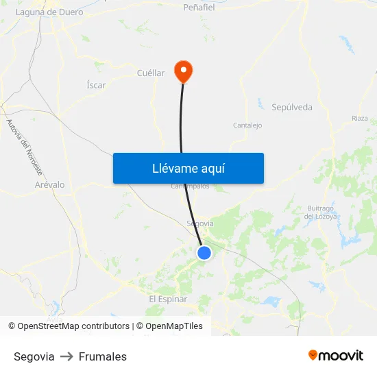 Segovia to Frumales map