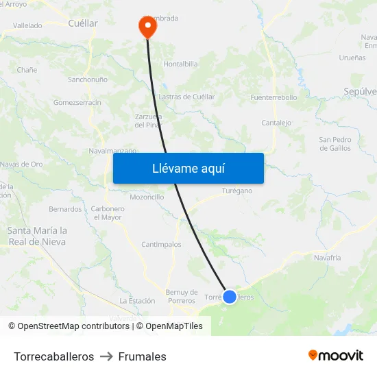 Torrecaballeros to Frumales map