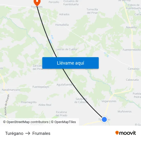 Turégano to Frumales map