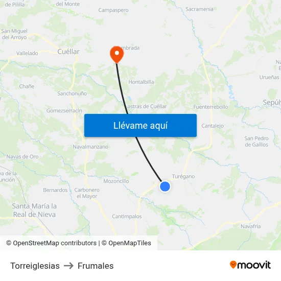 Torreiglesias to Frumales map