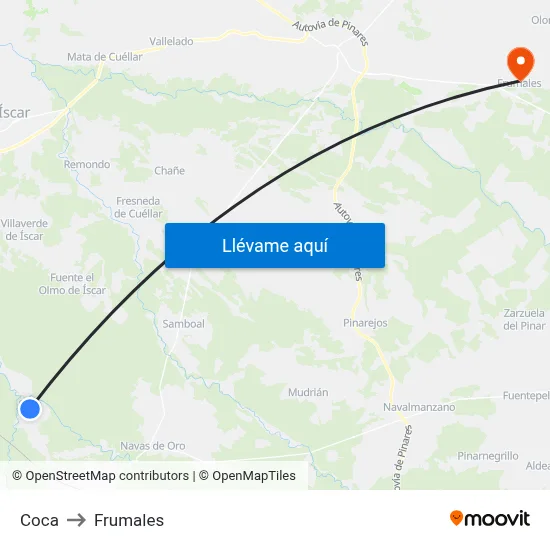 Coca to Frumales map