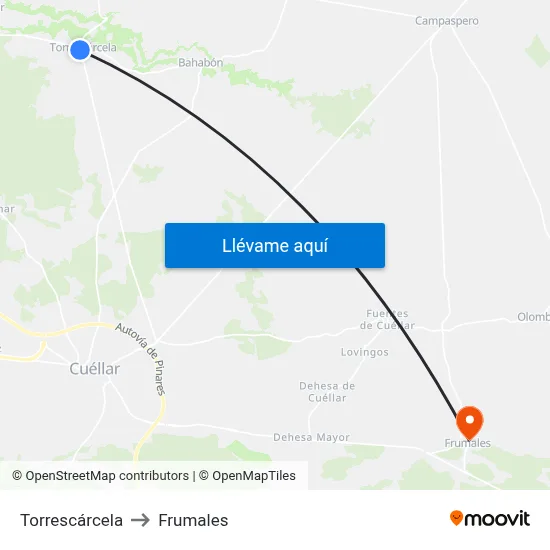 Torrescárcela to Frumales map