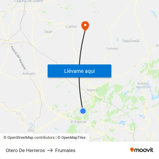 Otero De Herreros to Frumales map