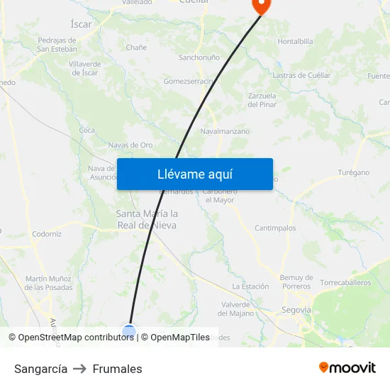 Sangarcía to Frumales map