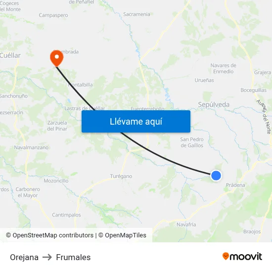 Orejana to Frumales map