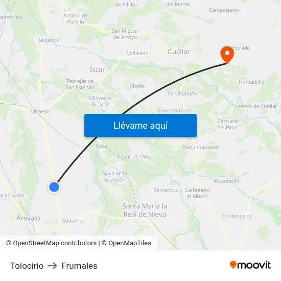 Tolocirio to Frumales map