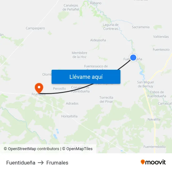 Fuentidueña to Frumales map