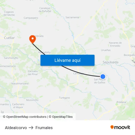 Aldealcorvo to Frumales map