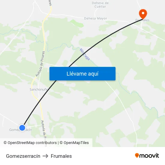 Gomezserracín to Frumales map