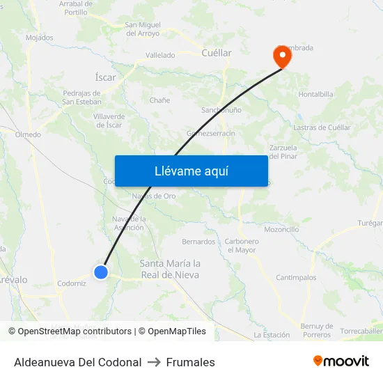 Aldeanueva Del Codonal to Frumales map