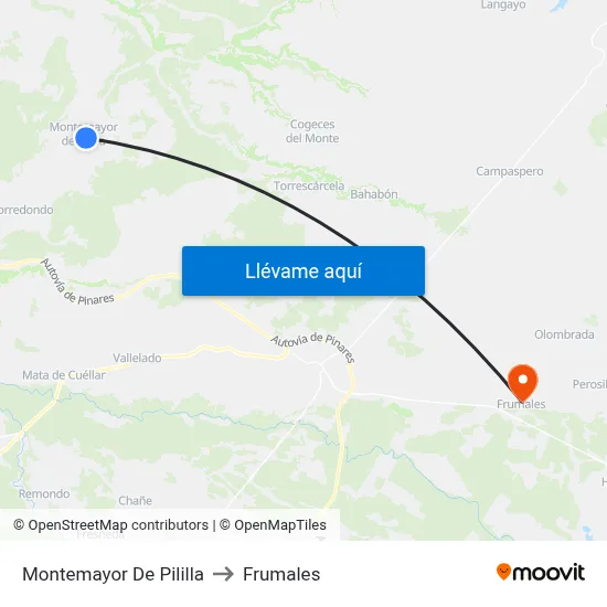 Montemayor De Pililla to Frumales map