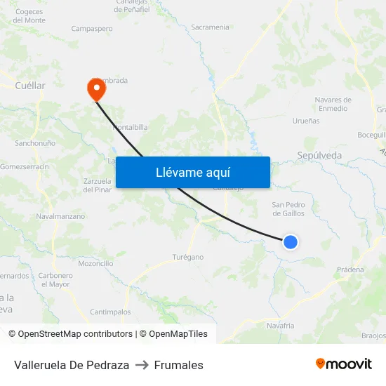 Valleruela De Pedraza to Frumales map