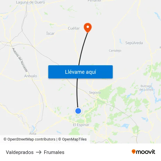 Valdeprados to Frumales map