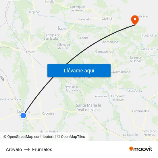 Arévalo to Frumales map