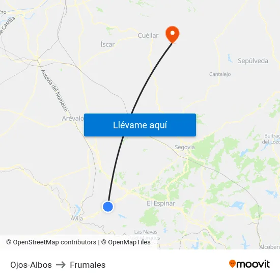 Ojos-Albos to Frumales map