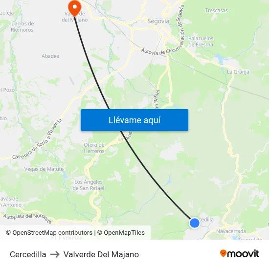 Cercedilla to Valverde Del Majano map