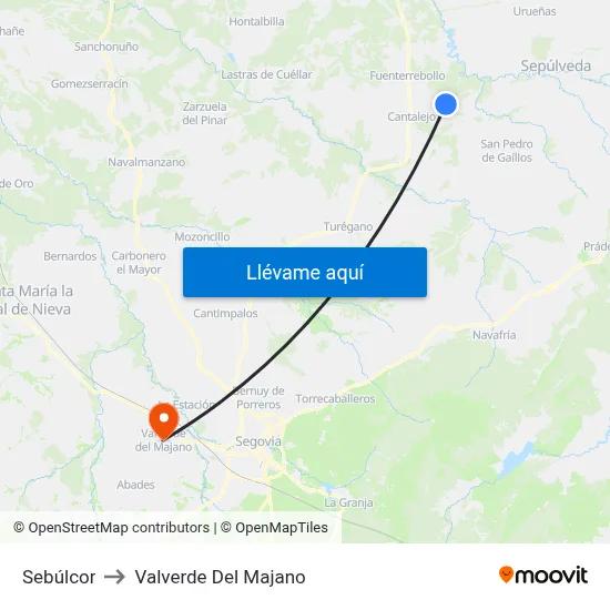 Sebúlcor to Valverde Del Majano map