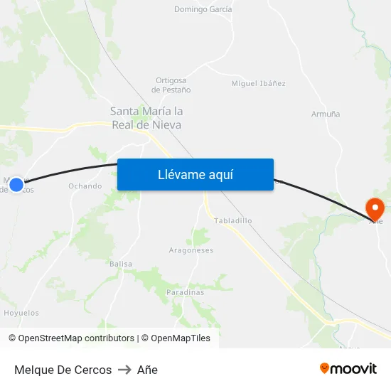 Melque De Cercos to Añe map