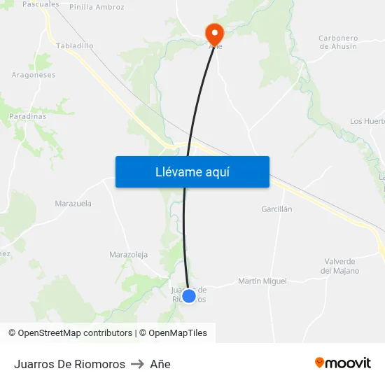 Juarros De Riomoros to Añe map