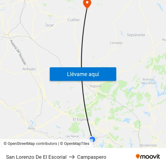 San Lorenzo De El Escorial to Campaspero map