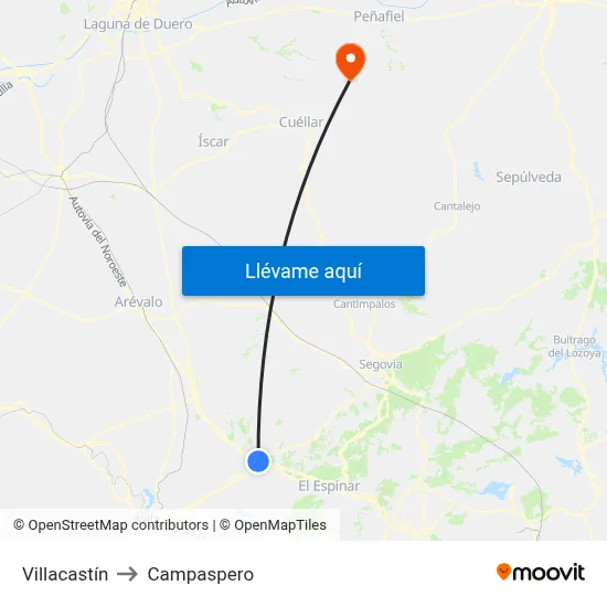Villacastín to Campaspero map